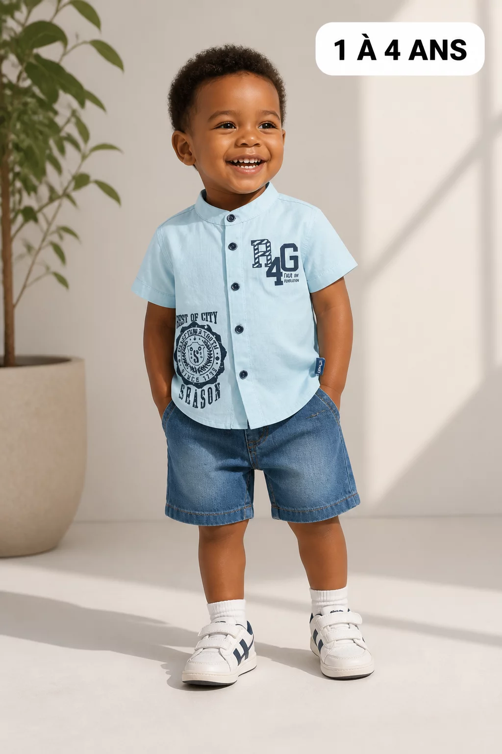 Ensemble chemise lin & short en jean R4G
